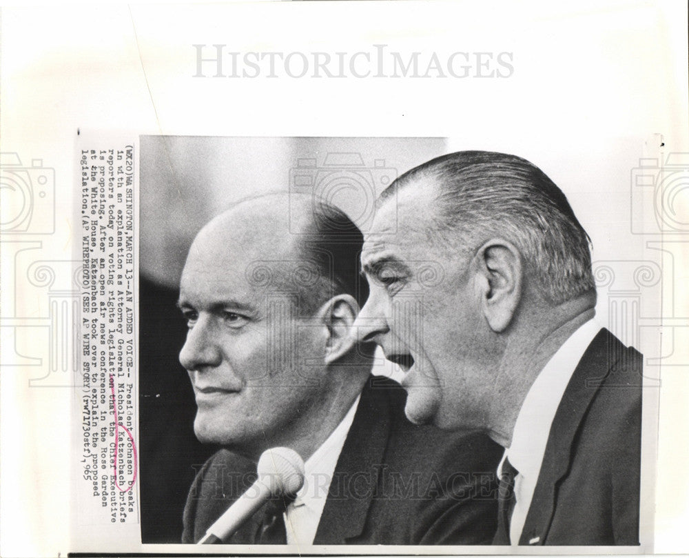 1965 Press Photo Nicholas Katzenbach Attorney General - Historic Images