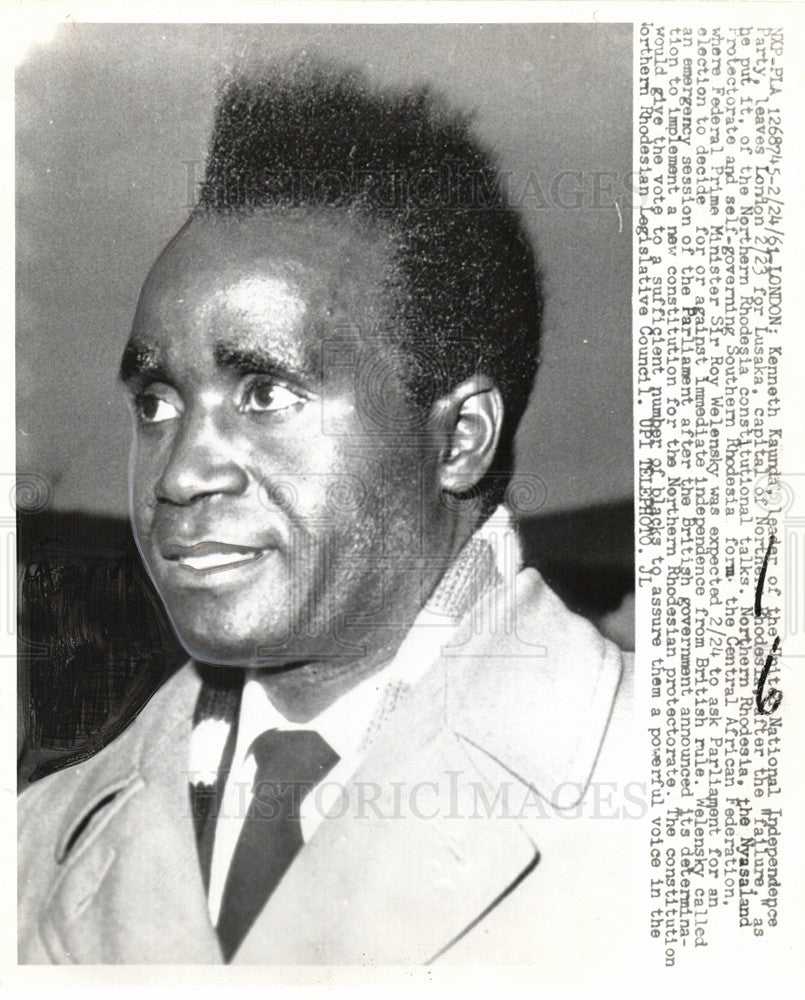 1961, Kenneth David Kaunda Zambia President - Historic Images