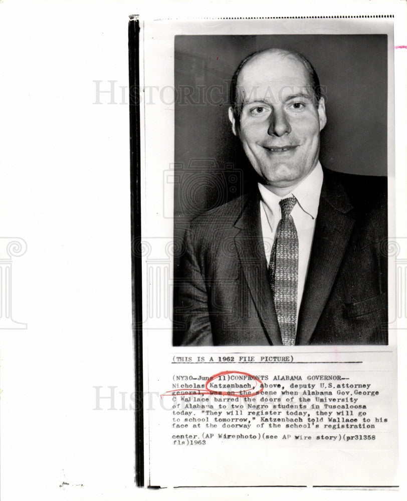 1963 Press Photo Nicholas Katzenbach George C Wallace - Historic Images