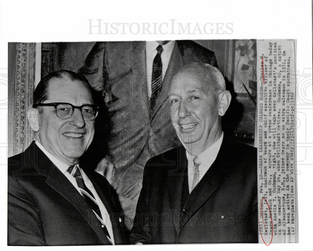 1962 Press Photo Charles H Kellstadt Austin T Cushman - Historic Images