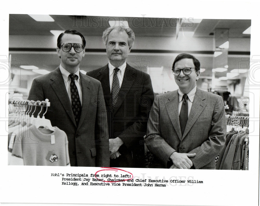1989 Press Photo Kohl&#39;s Principals, CEO, Chairman - Historic Images