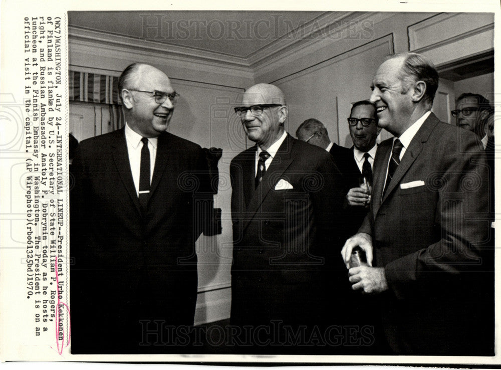 1960 Press Photo Urho Kekkonen William Rogers finland - Historic Images