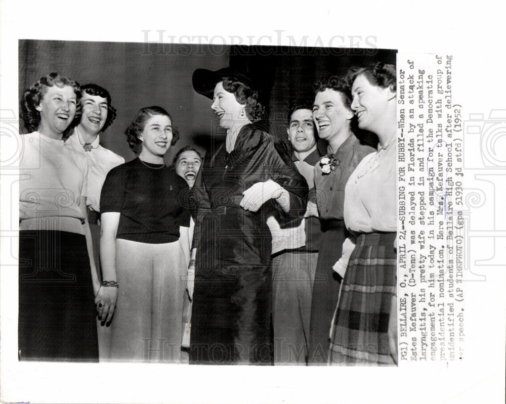 1952 Press Photo Mrs. Estes Kefauver Tennessee - Historic Images