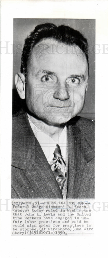 1950 Press Photo Richmond Keech Federal Judge UMW - Historic Images
