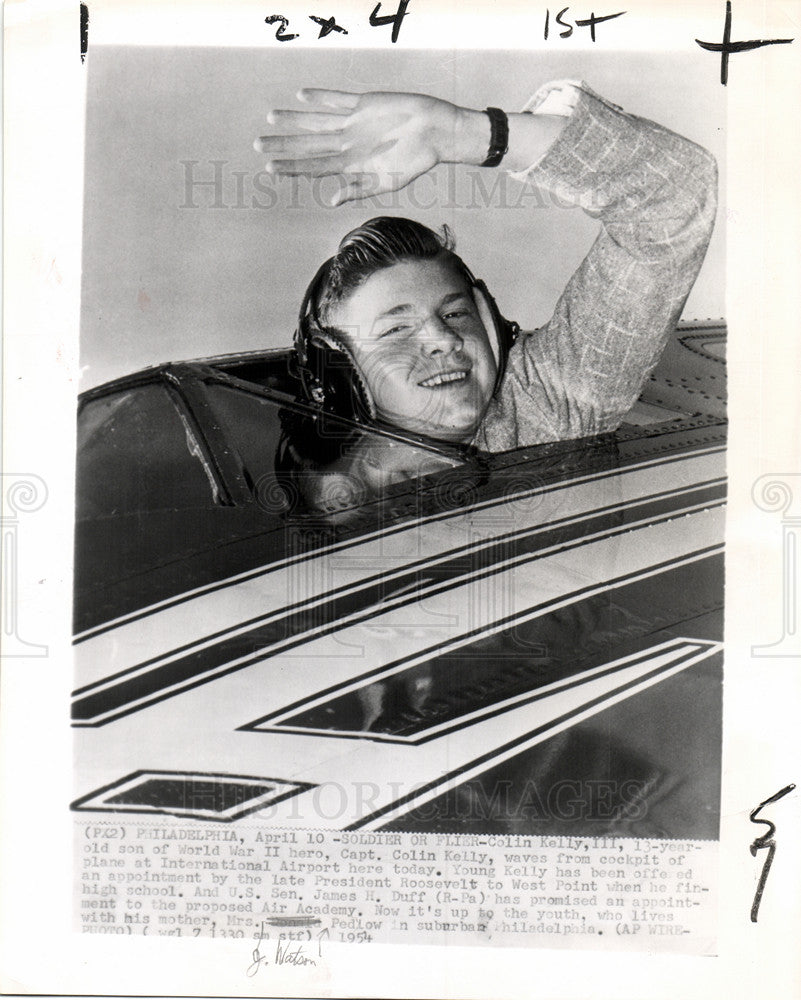 1954 Press Photo Colin Purdie  Kelly Pearl Harbor  B-17 - Historic Images