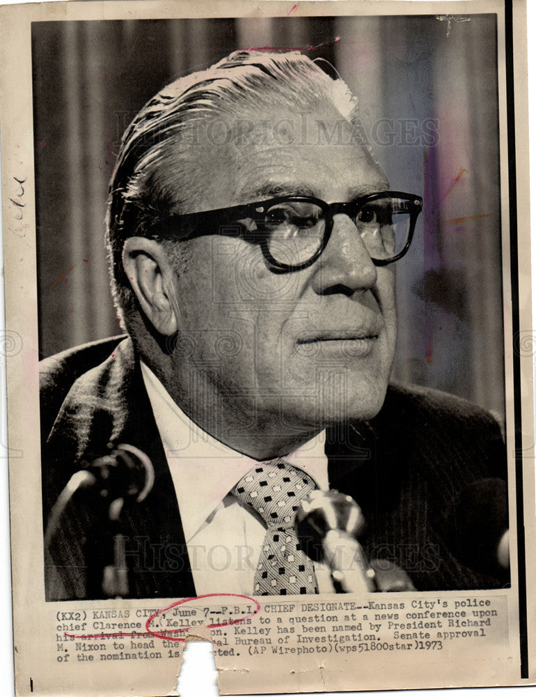 1973 Press Photo CLARENCE N. KELLEY FBI - Historic Images