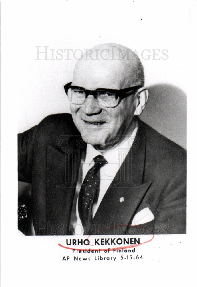 1964 Press Photo Urho Kekkonen President Finland Lawyer - Historic Images