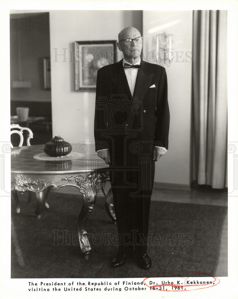 1961 Press Photo Urho Kekkonen Finland President - Historic Images