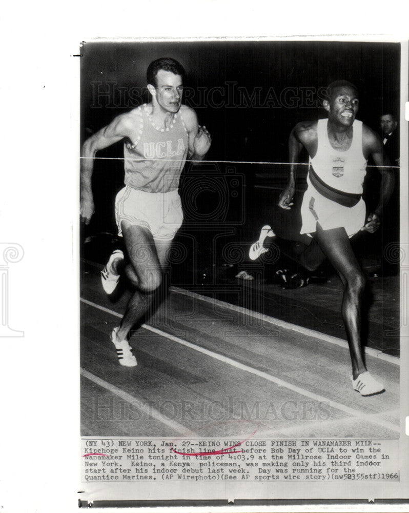 1966 Press Photo Kipchoge Keino Bob Day Wanamaker Mile - Historic Images