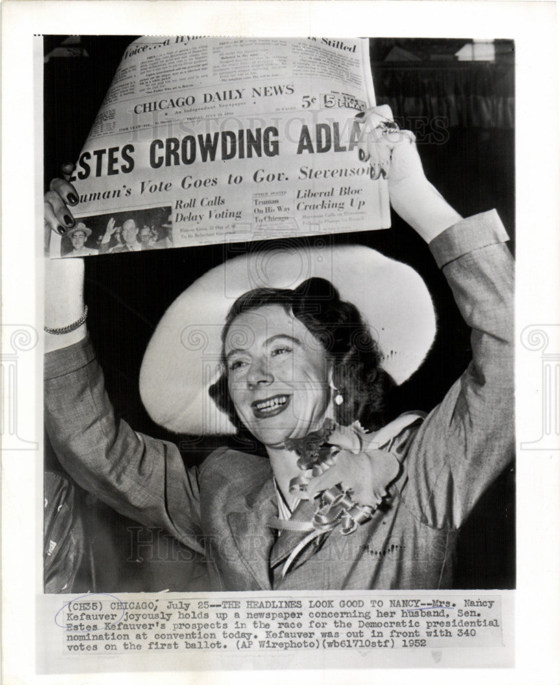 1952 Press Photo Mrs Nancy Kefauver Senator Estes - Historic Images