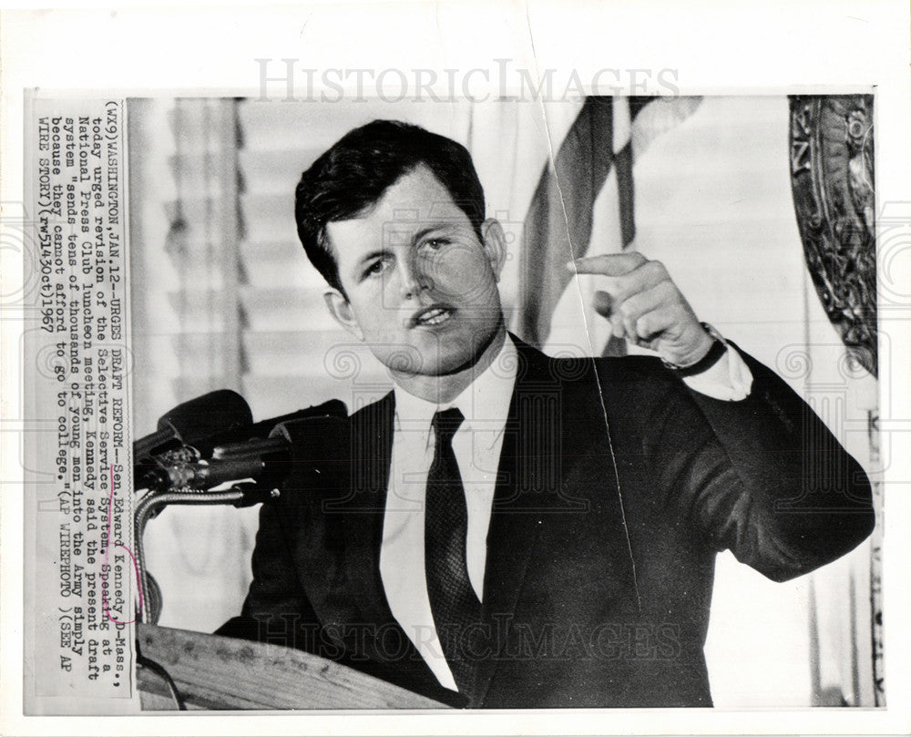 1967 Press Photo Urges Draft Reform Edward Kennedy - Historic Images