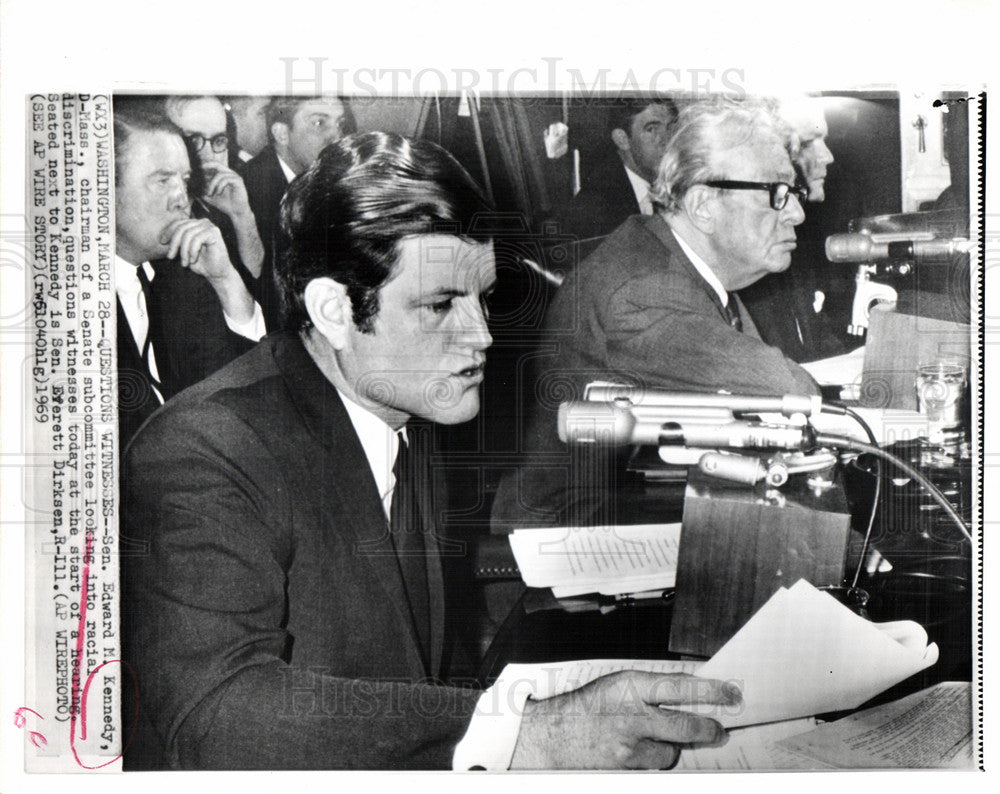1969 Press Photo Senator Edward Kennedy Senate Hearing - Historic Images