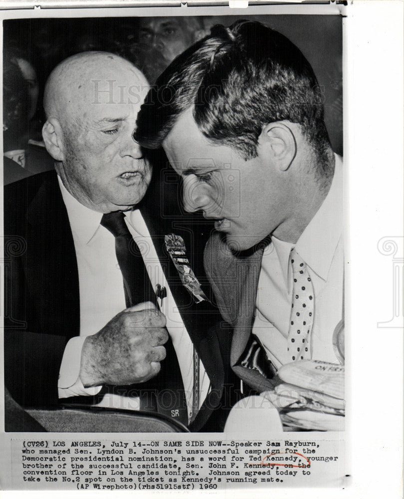 1960 Press Photo Rayburn, Kennedy, Democrat - Historic Images