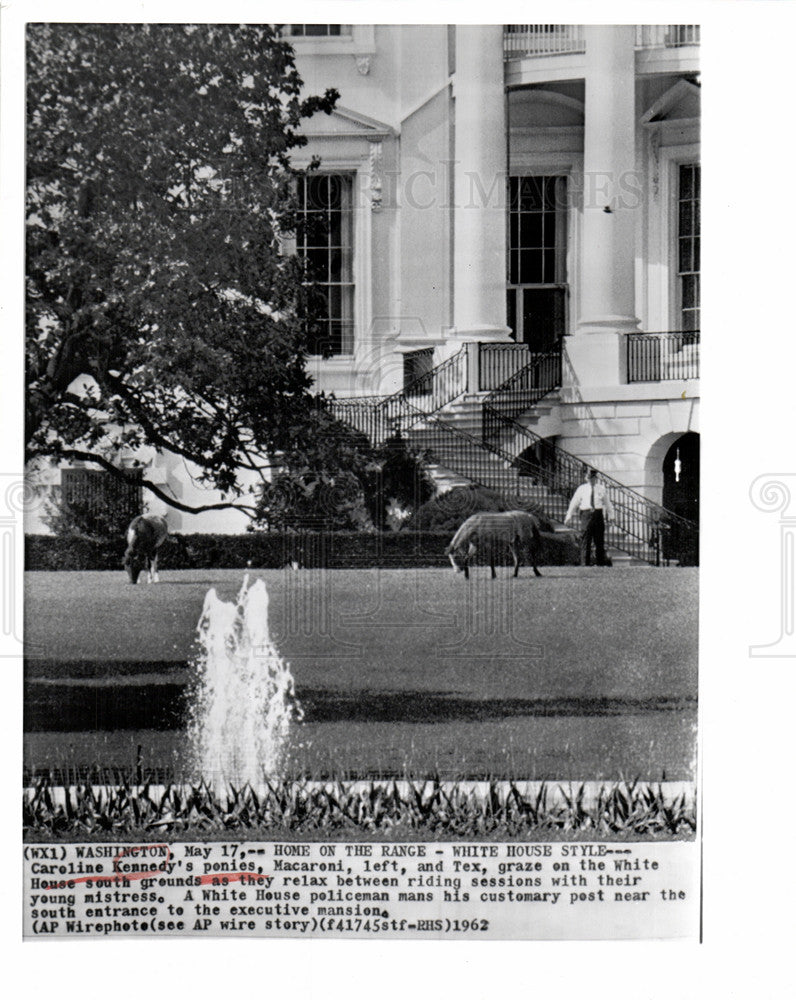 1962 Press Photo Carolin Kennedy Ponies White House - Historic Images