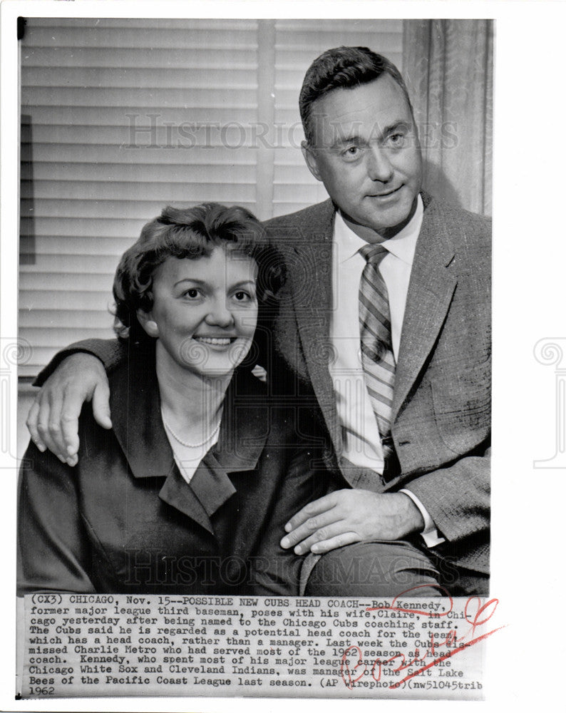 1962 Press Photo Bob Kennedy baseball palyer - Historic Images