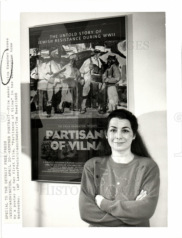 1988 Press Photo Aviva Kempner filmmaker Jewish heroes - Historic Images