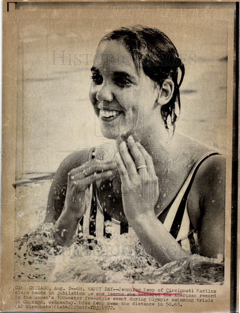 1972 Press Photo Jennifer Kemp swimming freestyle 100-m - Historic Images