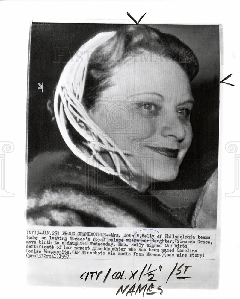 1957 Press Photo Mrs. John B.Kelly Monaco Philadelphia - Historic Images