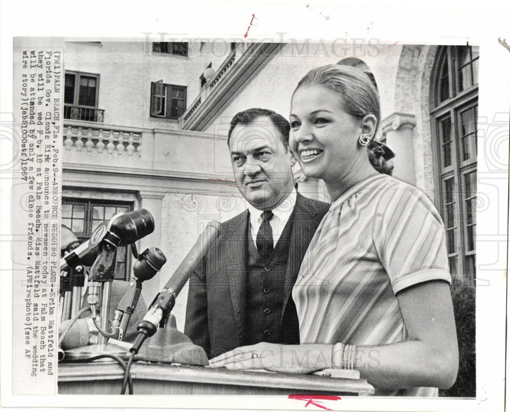 1967 Press Photo Gov. Claude Kirk announcing marriage - Historic Images