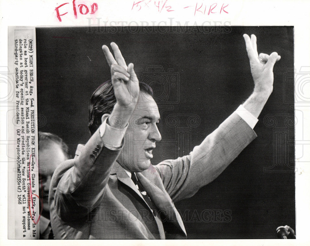 1968 Press Photo Gov. Claude R. Kirk Jr GOP Convention - Historic Images