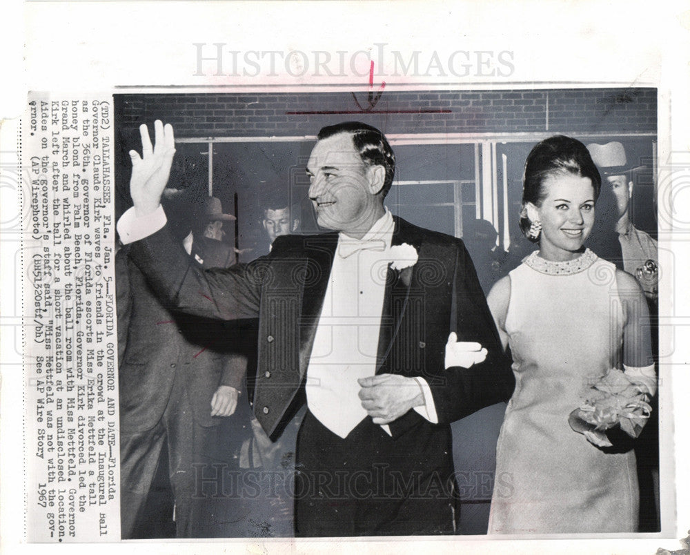 1967 Press Photo Governor Claude Kirk Erika Mettfeld - Historic Images