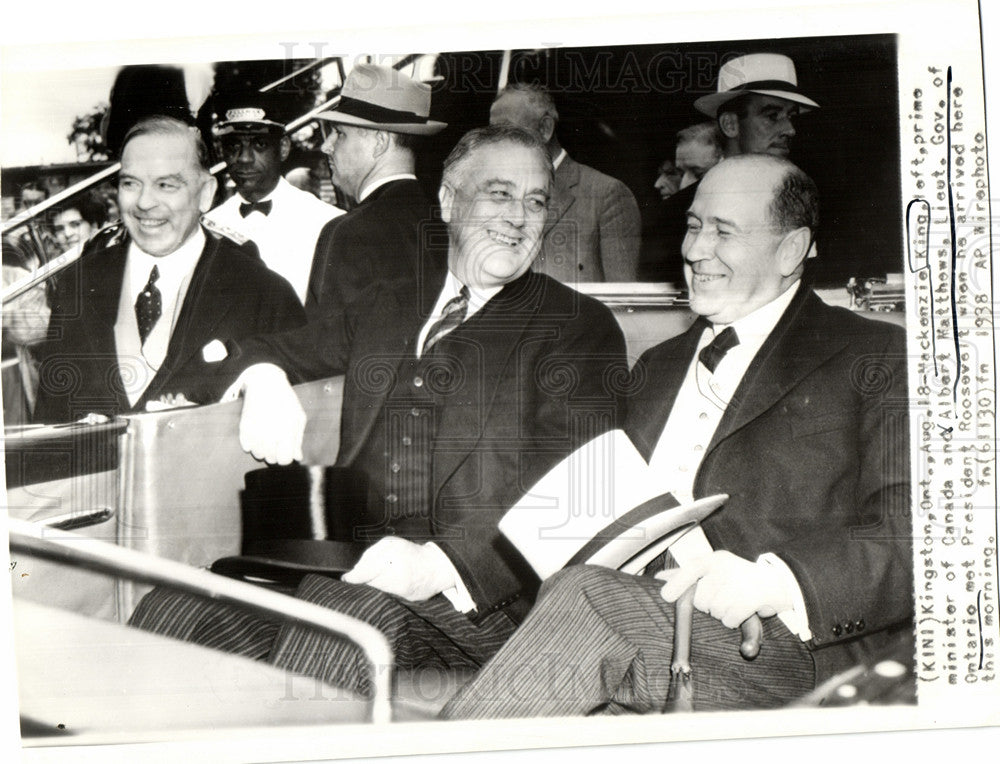 1938 Press Photo Mackenzie King Albert Matthews FDR - Historic Images