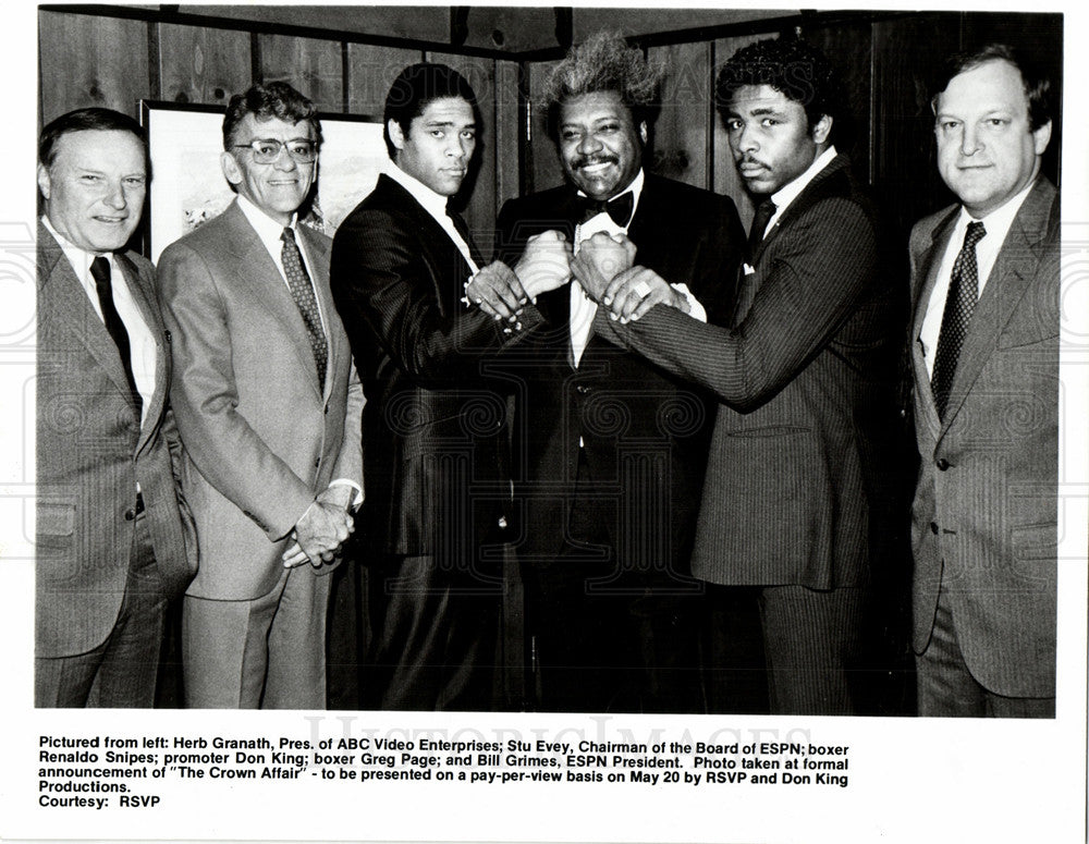 Press Photo Don King boxing ESPN Snipes Greg Page - Historic Images