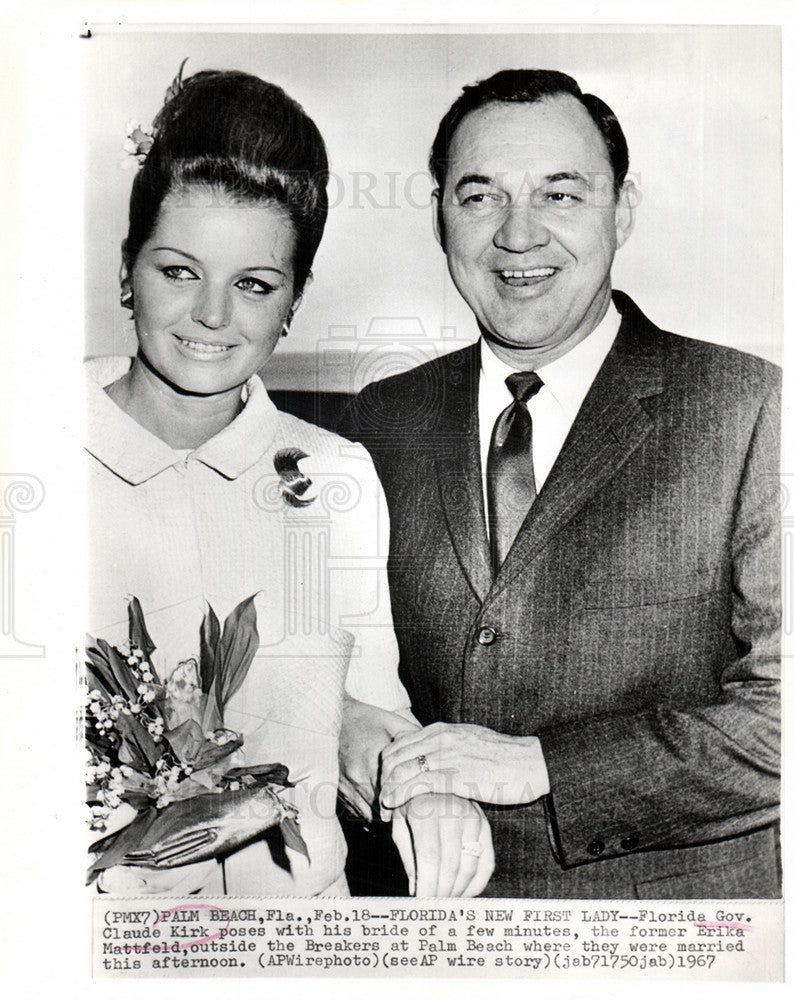 1967 Press Photo claude kirk, erika mattfeld, florida - Historic Images