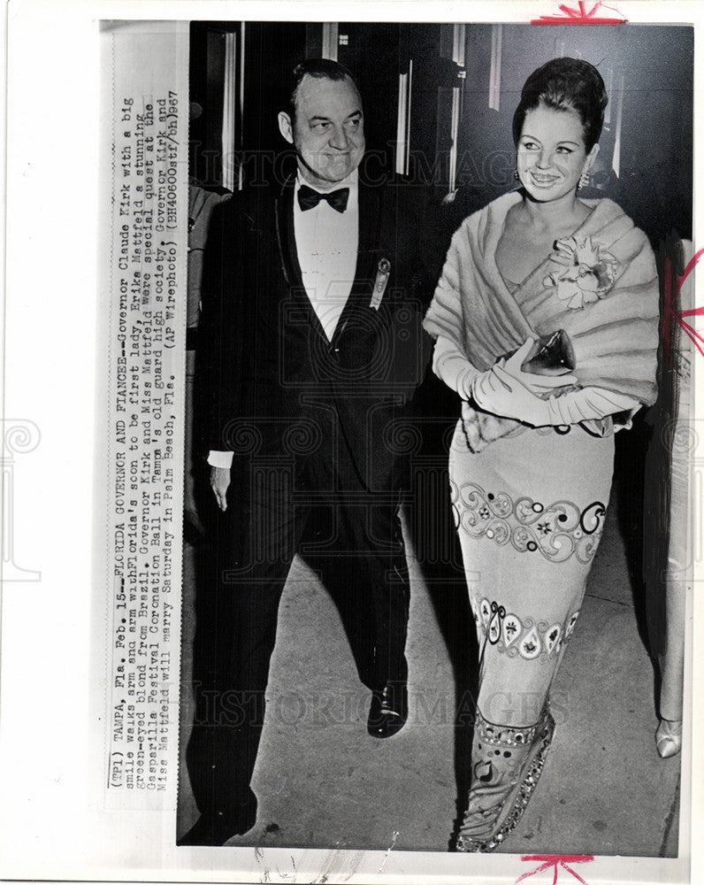 1967 Press Photo Claude Kirk Erika Mattfeld marriage - Historic Images