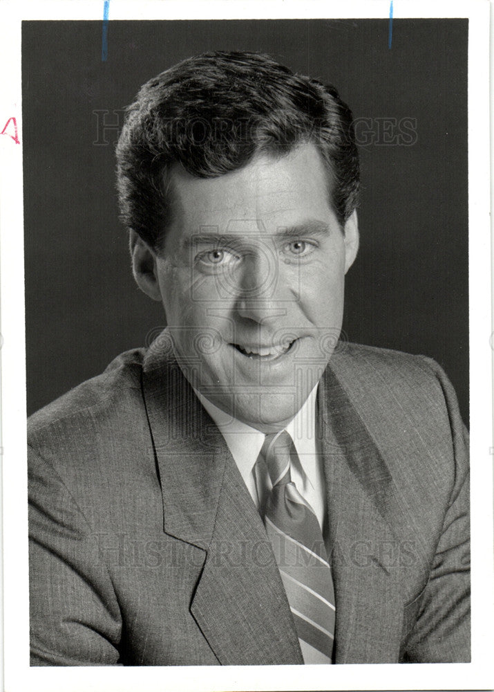 1989 Press Photo Bruce Kirk news anchor TV personality - Historic Images