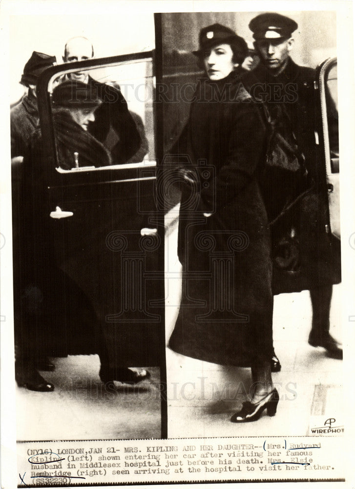 1936 Press Photo Mrs. Rudyard Kipling and her daughter - Historic Images