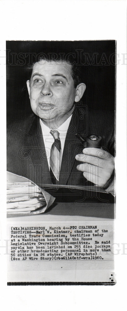 1960 Press Photo Earl W. Kintner testifies Washington - Historic Images