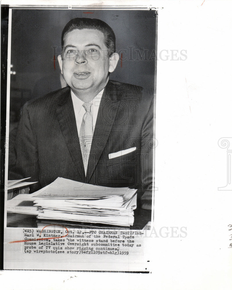 1959 Press Photo Earl W. Kintner Federal Trade Commissi - Historic Images