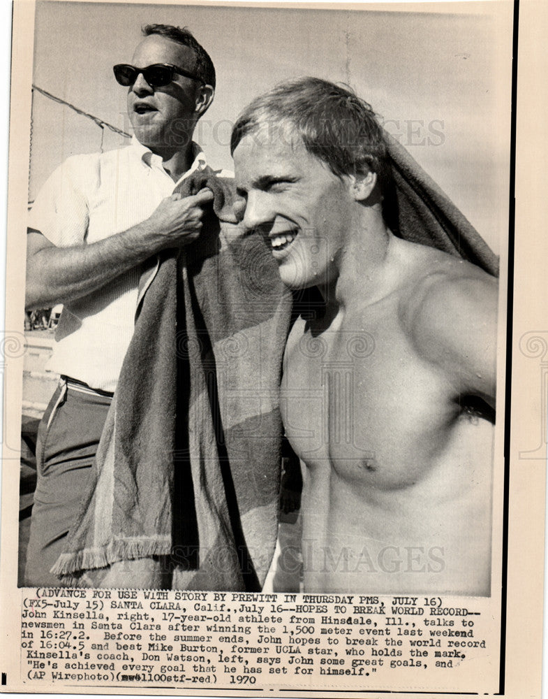 1970 Press Photo John Pitann Kinsella swimmer - Historic Images