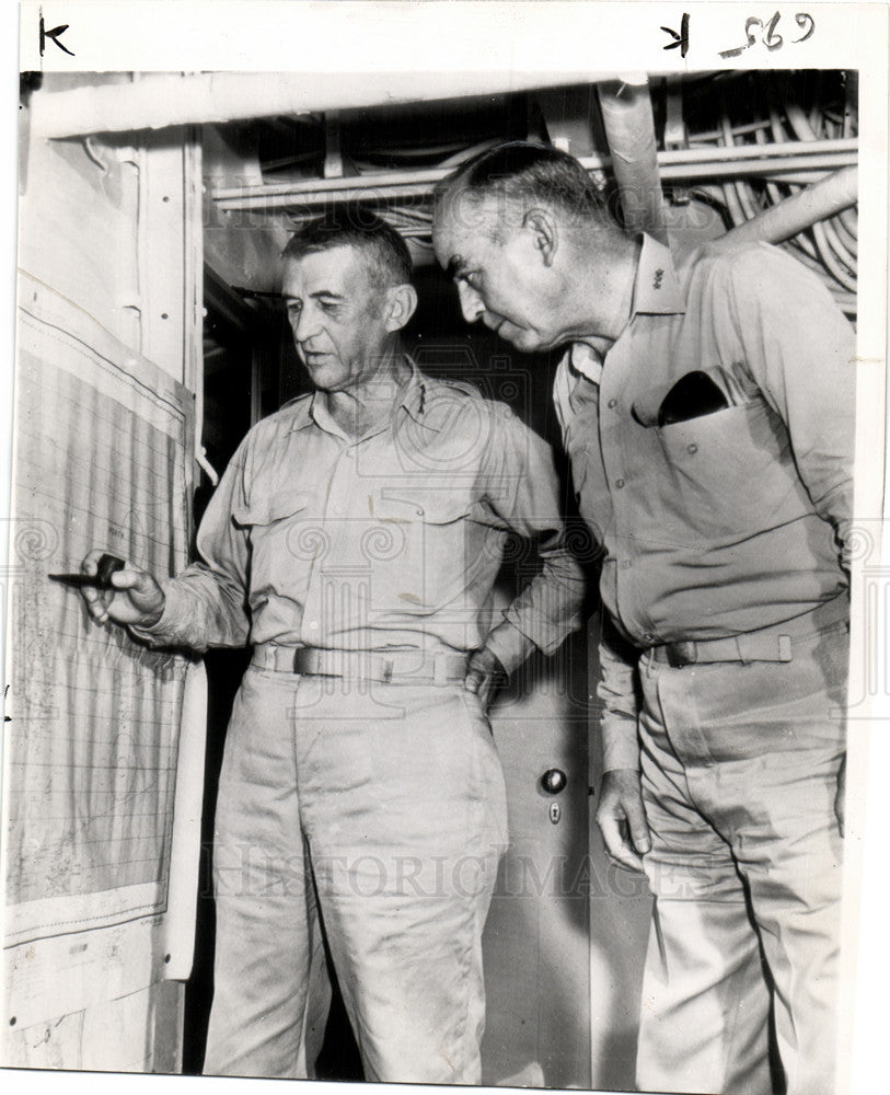 1944 Press Photo Thomas Kinkaid Walter Krueger Navy - Historic Images