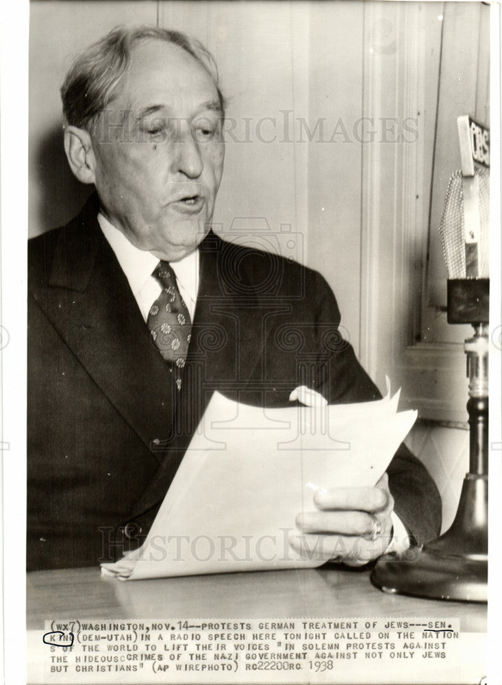1938 Press Photo Sen-King (Dem-Utah) radio speech - Historic Images