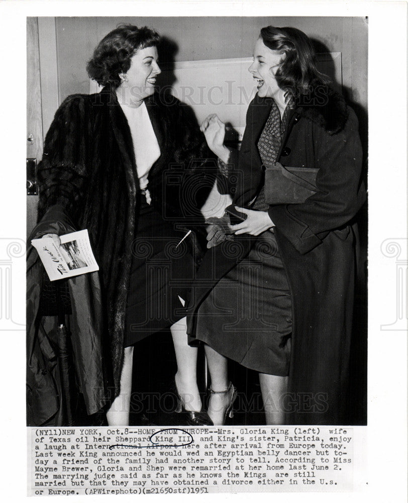 1951 Press Photo Mrs King Patricia InternationalAirport - Historic Images