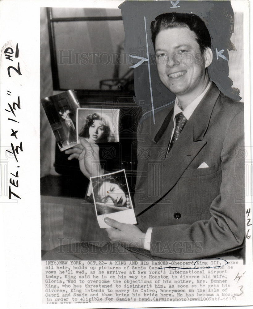 1951 Press Photo Sheppard King III Sania Gamal - Historic Images