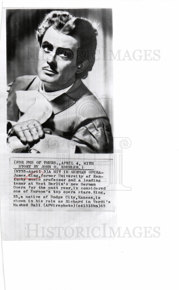 1963 Press Photo James King Opera Singer West Berlin - Historic Images