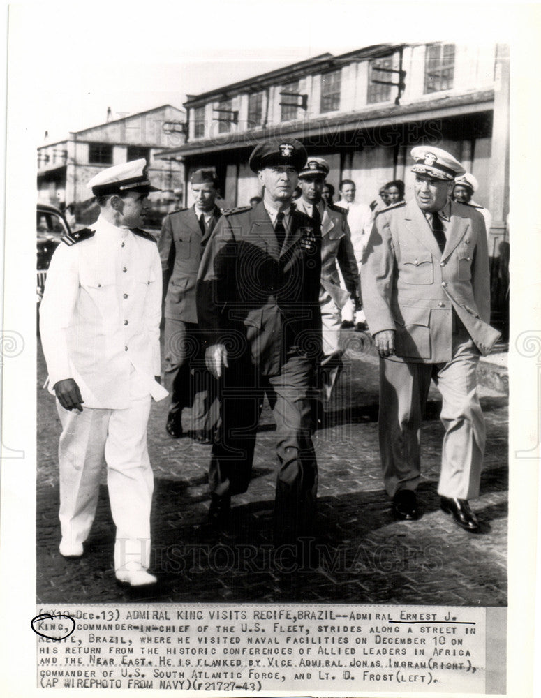 1943 Press Photo Fleet Admiral Ernest Joseph King - Historic Images