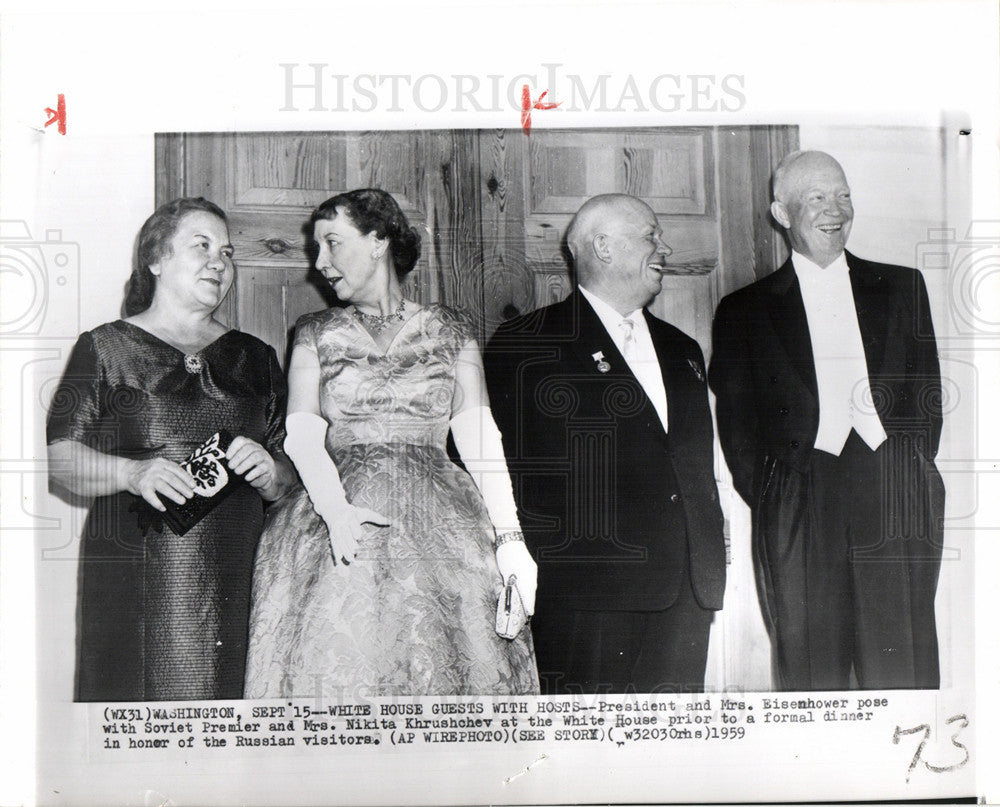 1959 Press Photo Nikita Khrushchev White House dinner - Historic Images