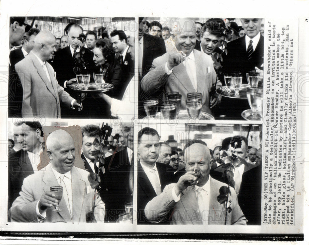 1962 Press Photo Premier Nikita Khrushchev champagne - Historic Images