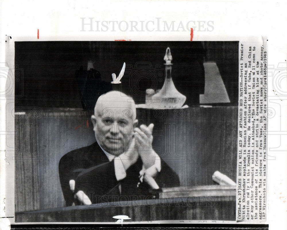 1963 Press Photo Nikita Sergeyevich Khrushchev rally - Historic Images