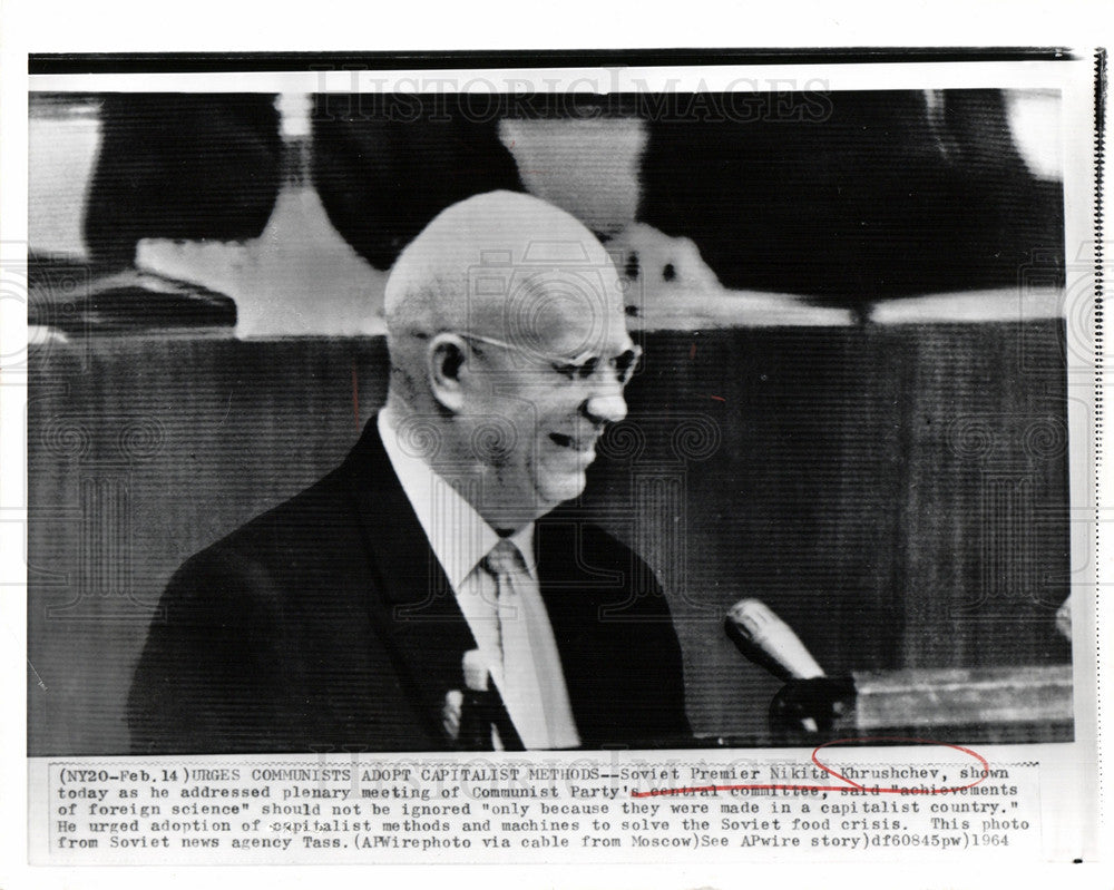 1964 Press Photo Nikita Khrushchev plenary meeting - Historic Images