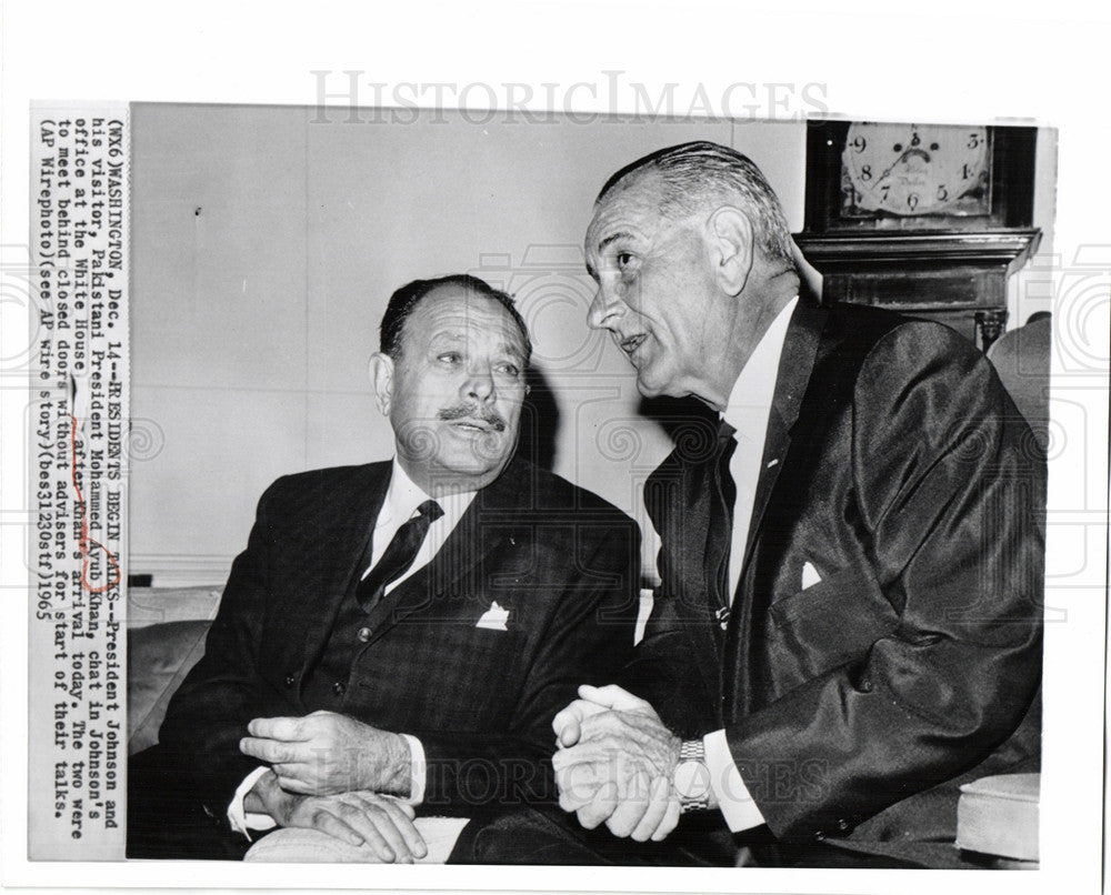 1965 Press Photo Mohammed Ayub Khan president - Historic Images