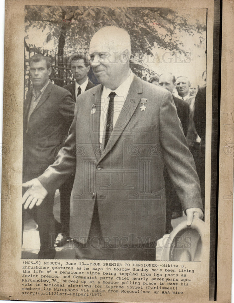 1971 Press Photo Nikita Khrushchev Soviet Communist - Historic Images