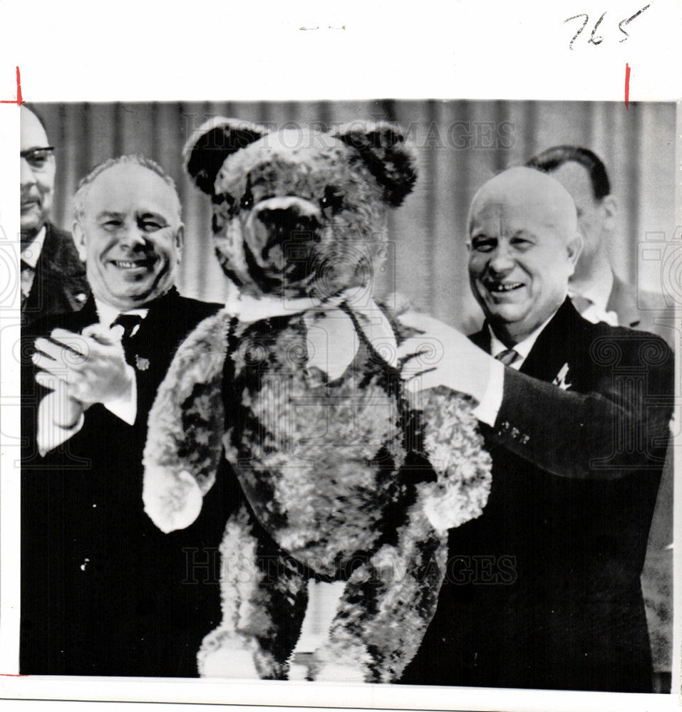 1963 Press Photo Khrushchev teddy bear rattling missile - Historic Images