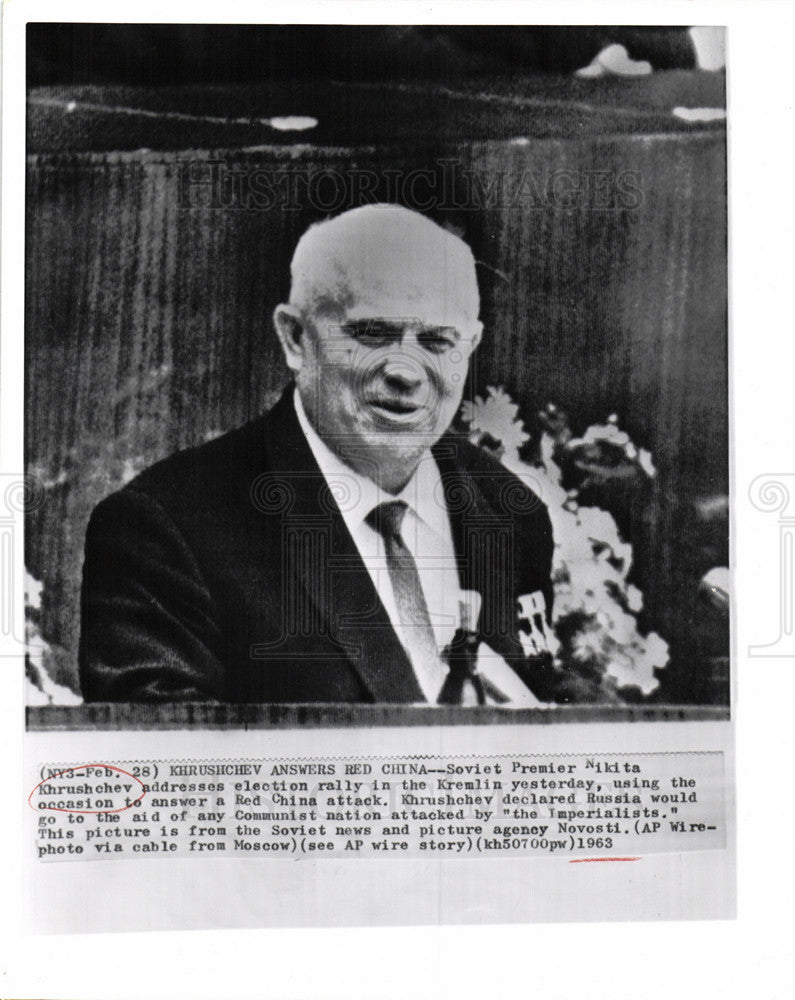 1963 Press Photo Nikita Khrushchev Soviet Union - Historic Images