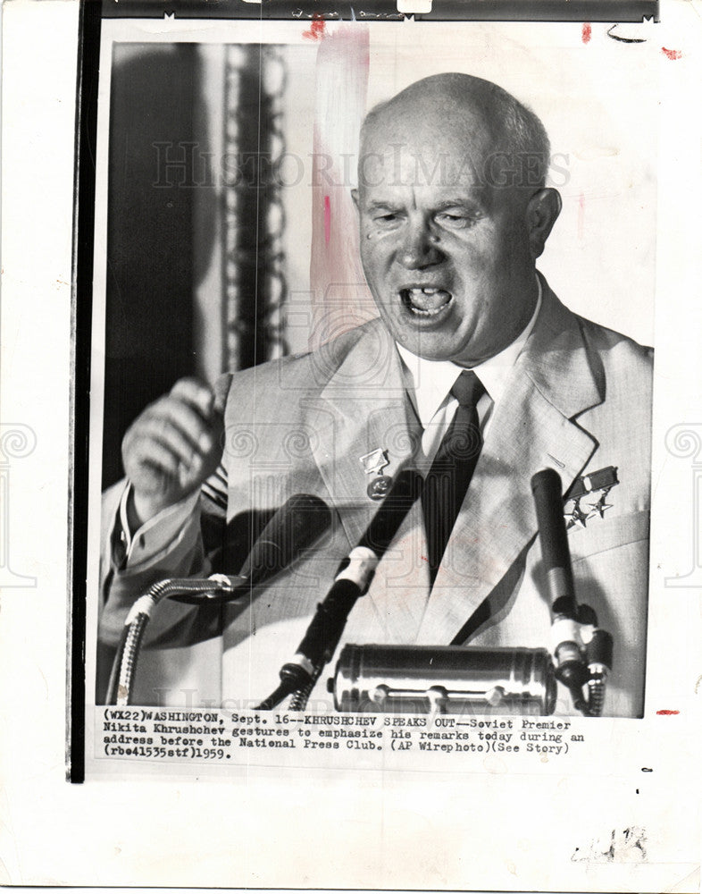 1959 Press Photo Nikita Khrushcnev speech Soviet - Historic Images