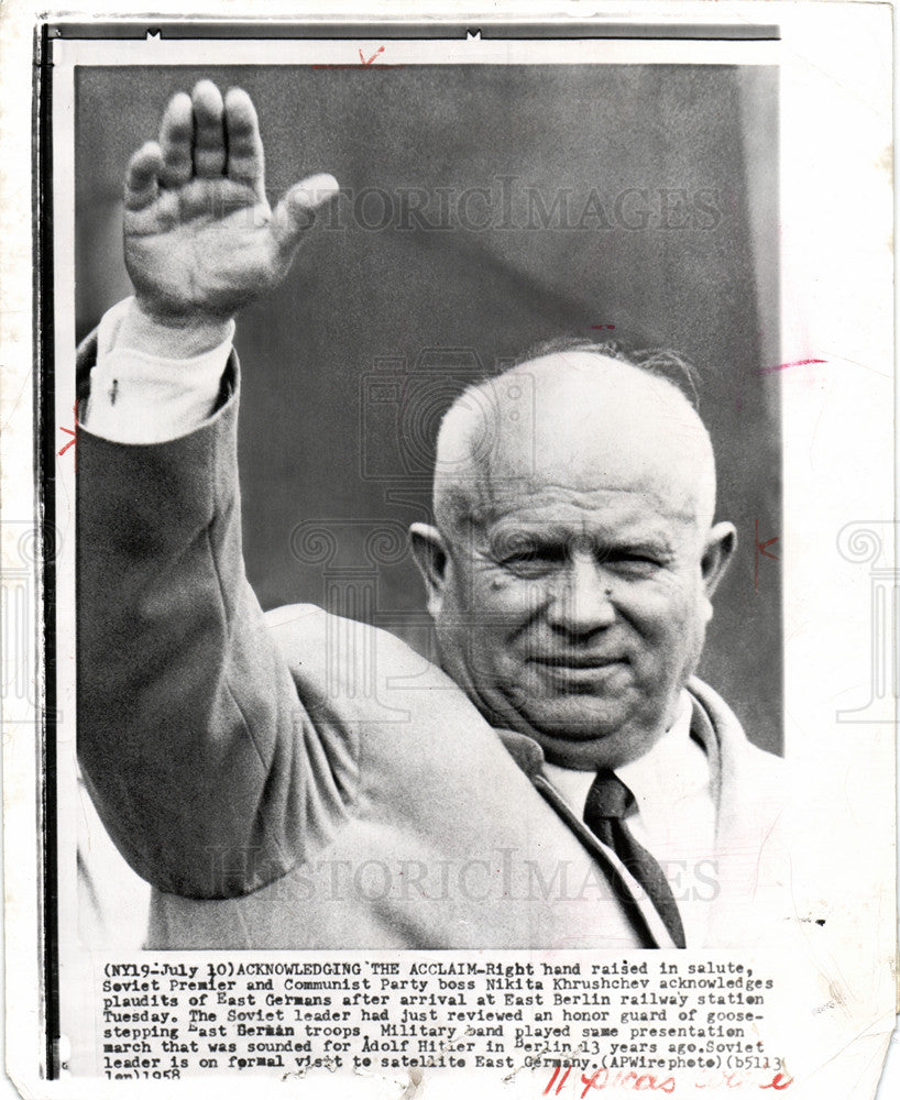 1958 Press Photo Nikita Khrushchev Soviet Premier - Historic Images